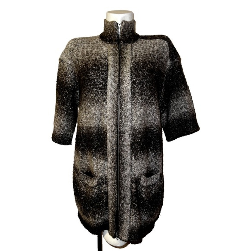 Chico's Brown Chunky Knit Ombre Zipper Cardigan Sweater Jacket Women's Sz L (2)